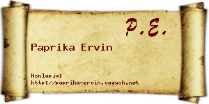 Paprika Ervin névjegykártya